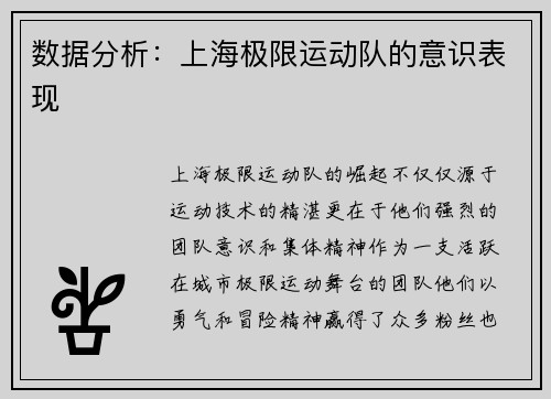 数据分析：上海极限运动队的意识表现